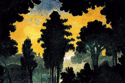 Silhouette illustration of trees in the dark scary woods, for Halloween theme or background. High quality illustration