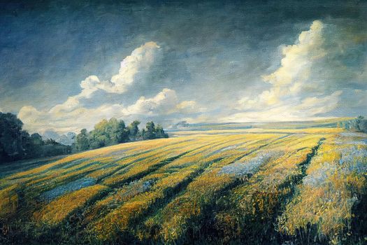 field on a background of the blue sky. High quality illustration