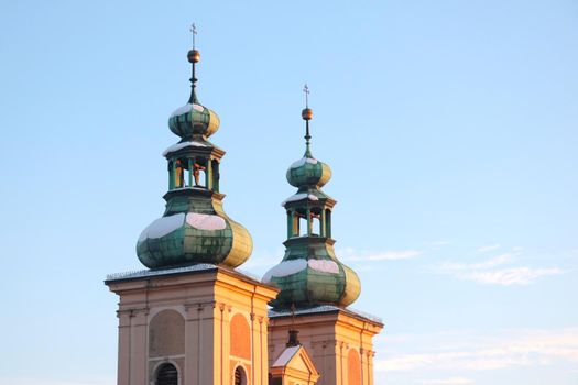 Domes of a church or church against the blue sky