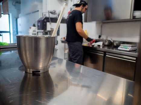 cooker mixer robot in a professional kitchen