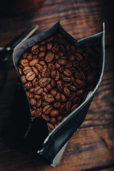 Bag Full of Freshly Roasted Coffee Beans