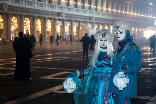 VENICE, ITALY - Febrary 22 2019: The masks of the Venice carnival 2019