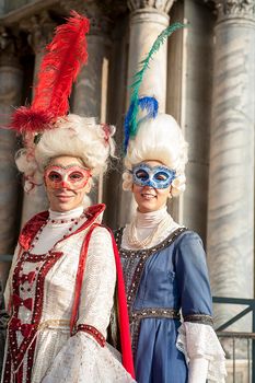 VENICE, ITALY - Febrary 22 2019: The masks of the Venice carnival 2019