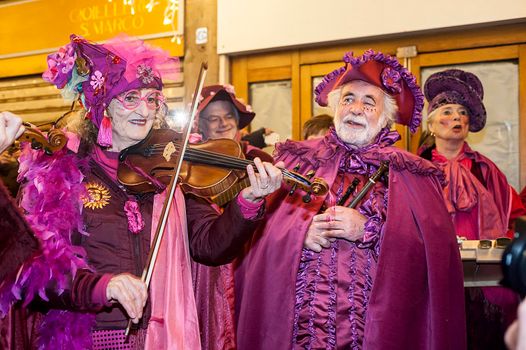 VENICE, ITALY - Febrary 22 2019: The masks of the Venice carnival 2019