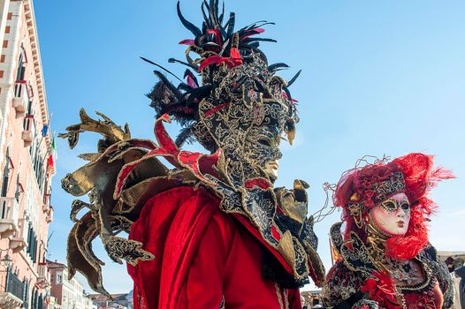 VENICE, ITALY - Febrary 6 2018: The masks of the Venice carnival 2018