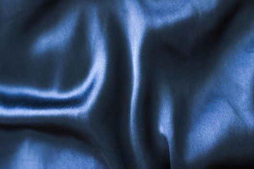 Fashion brand, elegant fabric and luxe beauty concept - Luxury dark blue soft silk flatlay background texture, holiday glamour abstract backdrop