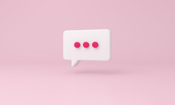 Bubble chat icon on pink background. 3d rendering.