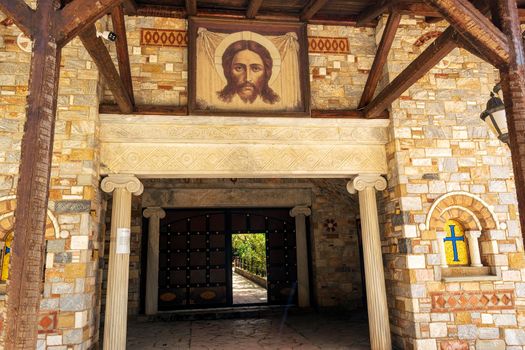 Agiou panteleimonous monastery entrance in Penteli, Greece.