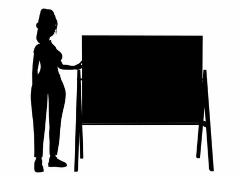 silhouette of a girl with a writing board on a white background 3d-rendering.