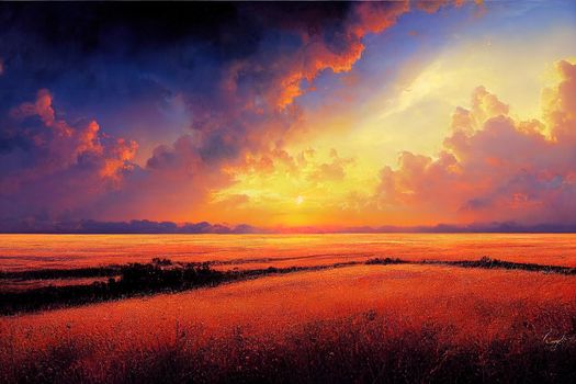 Colorful cloudy sky at sunset. Gradient color. Sky texture, abstract nature background. High quality illustration