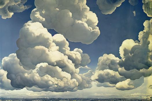 white fluffy clouds in the blue sky. High quality illustration