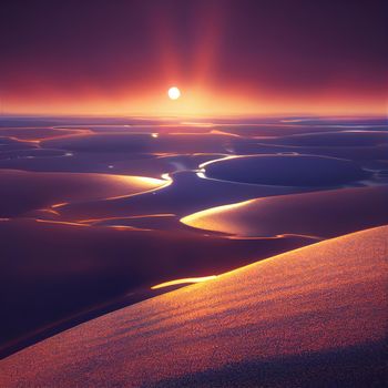 Sunrise in the desert. High quality illustration