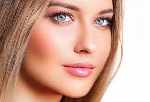 Beauty, skincare and make-up, portrait of beautiful woman, female model face close-up for skin care and makeup branding