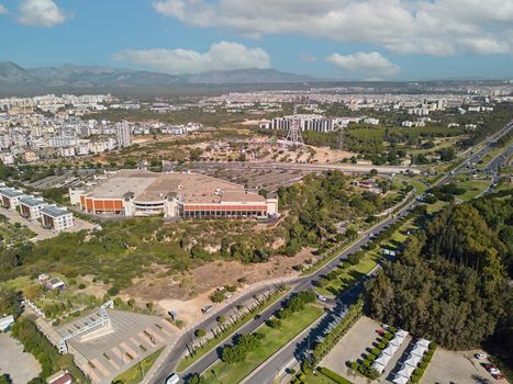 Aerial view of Antalya photographed by drone on a sunny day