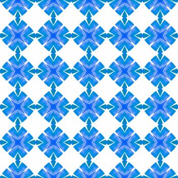 Watercolor medallion seamless border. Blue worthy boho chic summer design. Textile ready curious print, swimwear fabric, wallpaper, wrapping. Medallion seamless pattern.