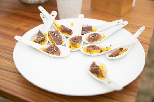 Small appetizers at the wedding