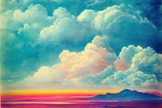 Blue sky with white cloud. The summer heaven is colorful clearing day Good weather and beautiful nature in the morning.. High quality illustration