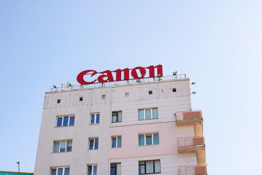 Belarus, Minsk - 03 september, 2022: Canon's Office Sign in blue sky