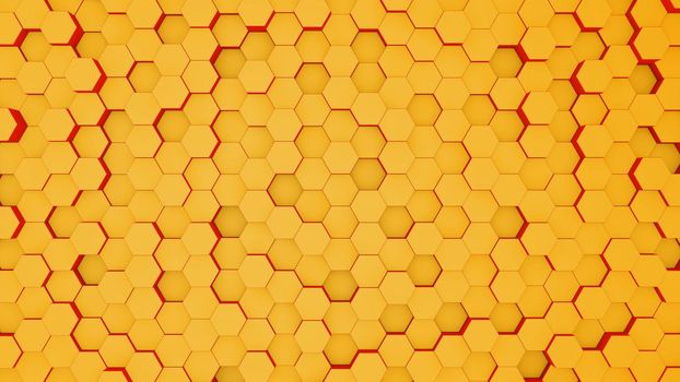Hexagon yellow background. honeycomb concept. 3d illustration.