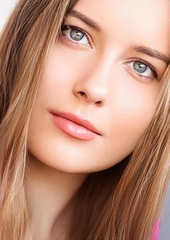 Beauty, skincare and make-up, portrait of beautiful woman, female model face close-up for skin care and makeup branding