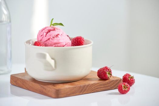 Frozen yogurt dessert with cherries
