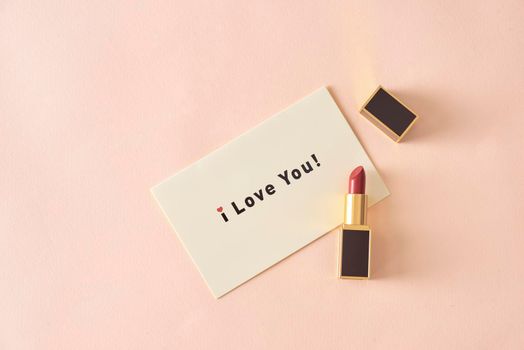 Happy Valentine's Day concept. Beautiful luxury modern high end red bold lipstick