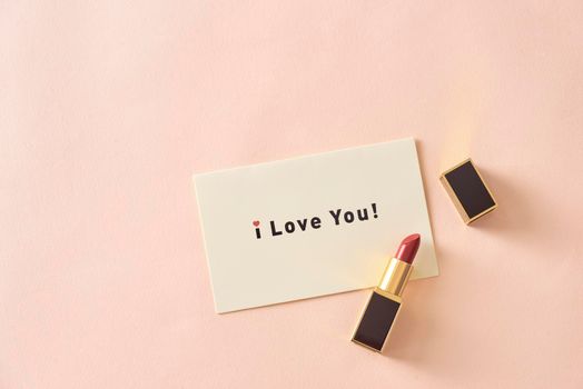 Happy Valentine's Day concept. Beautiful luxury modern high end red bold lipstick