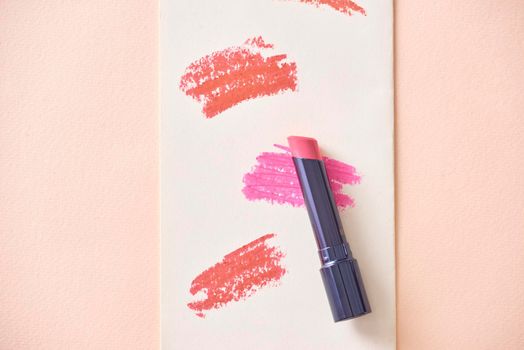 Set of color lipsticks. Lipstick colors. Beauty and cosmetics background.Fashion lipstick.