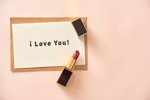 Love valentine together happy affection concept with lipstick
