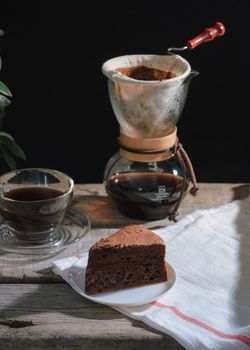 prepare drip coffee set for afternoon break under sunlight