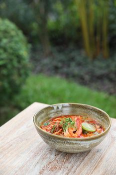 Tom Yum soup , Thai traditional food spicy prawn soup 