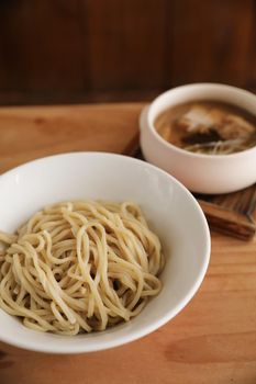 Tsukemen ramen with soup for dipping Japanese food