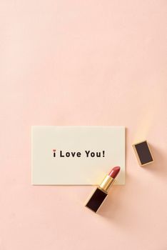 Happy Valentine's Day concept. Beautiful luxury modern high end red bold lipstick