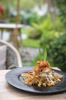 Thai food pad thai local food fried noodle with shrimp