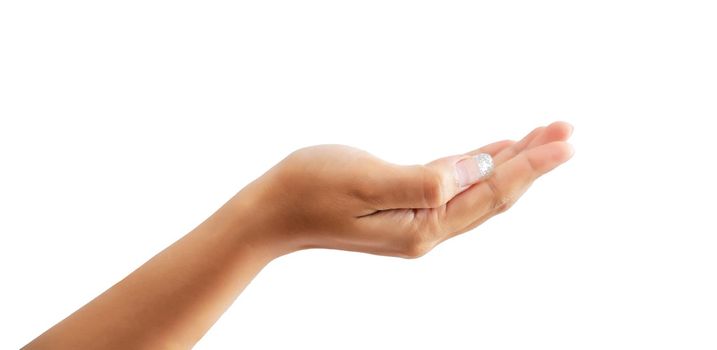 woman's hand on white background isolate