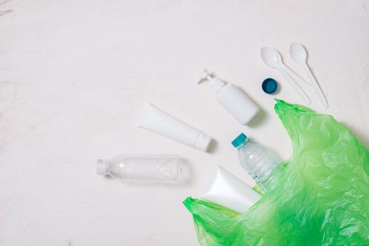 collection of various plastic bags isolated on white background