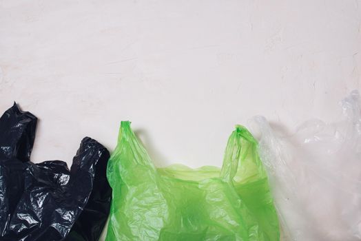 Plastic bags on white background