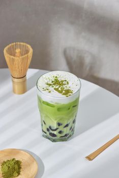 Homemade Tapioca pearl (boboa) green tea (Japanese matcha latte) - creamy and yummy with pretty look