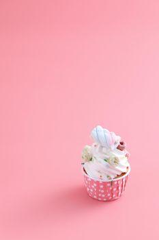 cupcake isolated in pink background