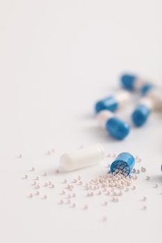 pills capsules close up isolated in white background