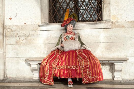 VENICE, ITALY - Febrary 22 2019: The masks of the Venice carnival 2019