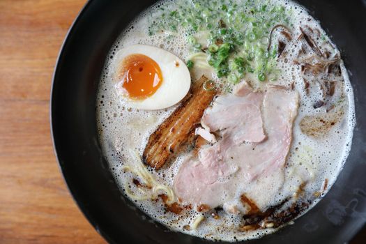 Ramen noodle with pork and egg on soup Japanese food