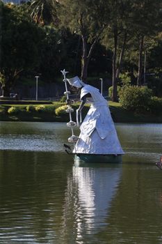 salvador, bahia, brazil - september 29, 2022: sculptures of Orixa - entity of African matter religions - exposed in the lake of Dique do Tororo, in the city of Salvador. The works created by the artist Tati Moreno.