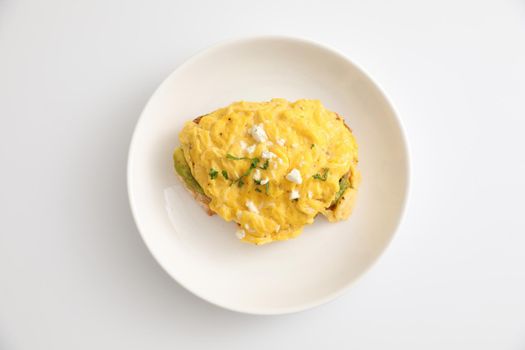 Avocado and scrambled eggs toast