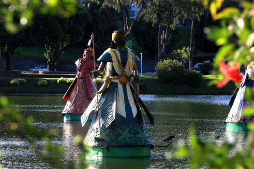 salvador, bahia, brazil - september 29, 2022: sculptures of Orixa - entity of African matter religions - exposed in the lake of Dique do Tororo, in the city of Salvador. The works created by the artist Tati Moreno.