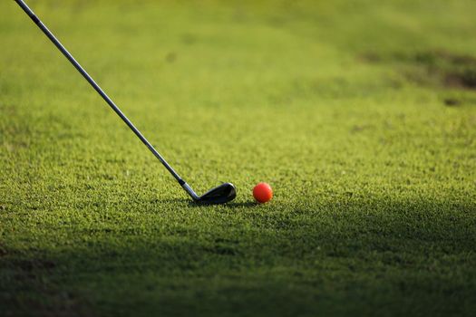 Young male golfer player on golf course