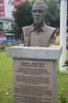 salvador, bahia, brazil - september 30, 2022: Manuel Faustino dos Santos Lira, martyred by the Tailors' Revolt and killed by hanging in 1799, in Piedade square, in the city of Salvador.
