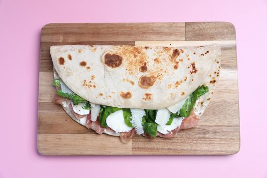 Italian cuisine , Piadina with Italian ham and cheese