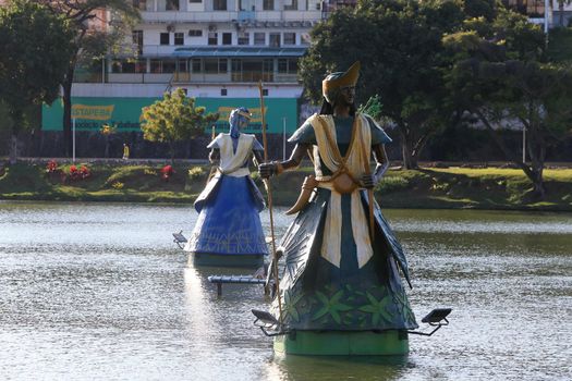 salvador, bahia, brazil - september 29, 2022: sculptures of Orixa - entity of African matter religions - exposed in the lake of Dique do Tororo, in the city of Salvador. The works created by the artist Tati Moreno.