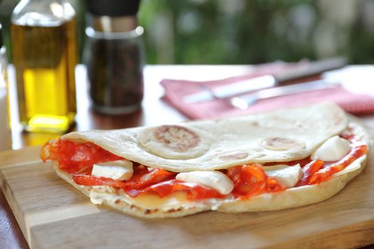 Italian cuisine , Piadina with Italian ham and cheese